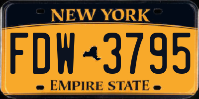 NY license plate FDW3795