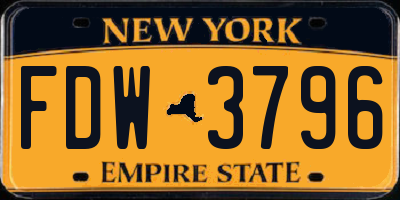 NY license plate FDW3796