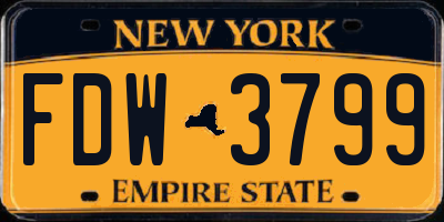 NY license plate FDW3799