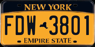 NY license plate FDW3801