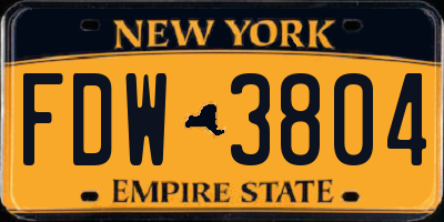 NY license plate FDW3804