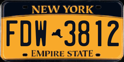 NY license plate FDW3812