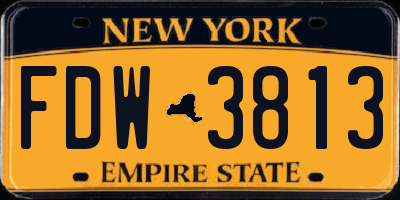 NY license plate FDW3813