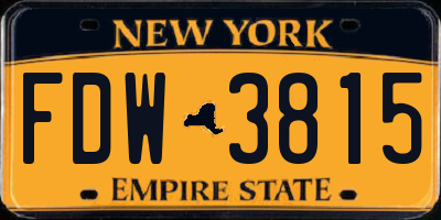 NY license plate FDW3815