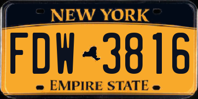 NY license plate FDW3816