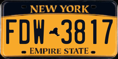 NY license plate FDW3817