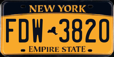 NY license plate FDW3820