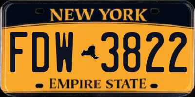 NY license plate FDW3822