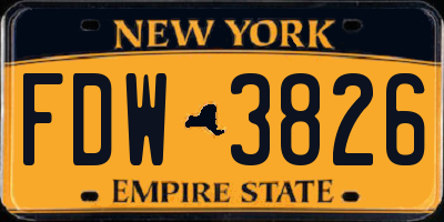 NY license plate FDW3826