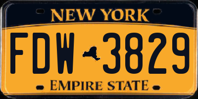 NY license plate FDW3829