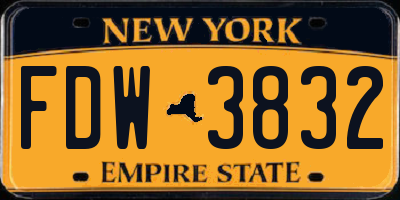 NY license plate FDW3832
