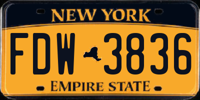 NY license plate FDW3836