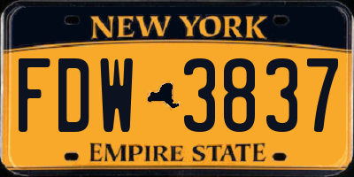 NY license plate FDW3837