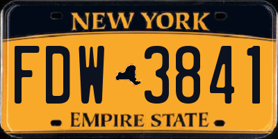 NY license plate FDW3841
