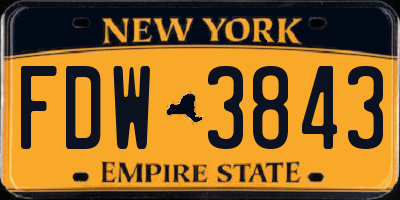 NY license plate FDW3843
