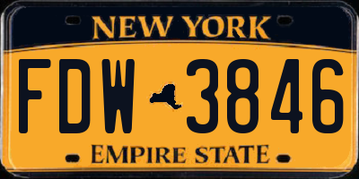 NY license plate FDW3846