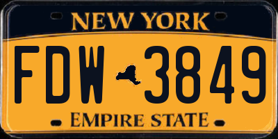 NY license plate FDW3849