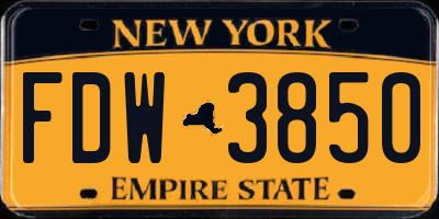 NY license plate FDW3850