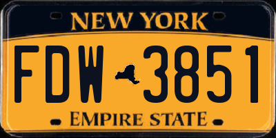 NY license plate FDW3851