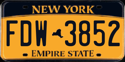 NY license plate FDW3852