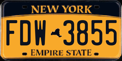 NY license plate FDW3855