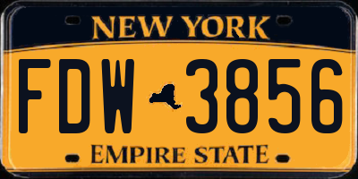 NY license plate FDW3856