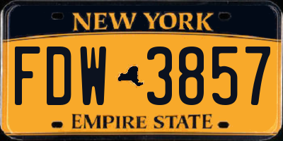 NY license plate FDW3857