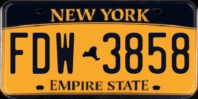 NY license plate FDW3858