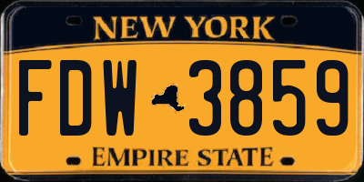 NY license plate FDW3859