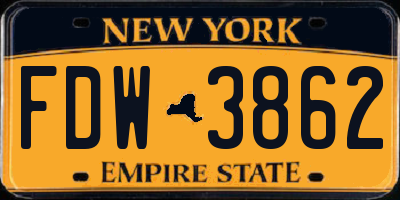 NY license plate FDW3862