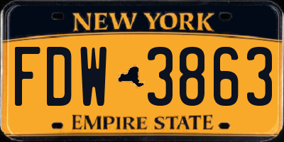 NY license plate FDW3863
