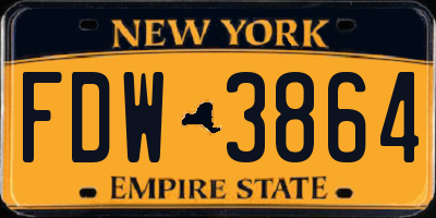 NY license plate FDW3864