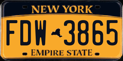 NY license plate FDW3865
