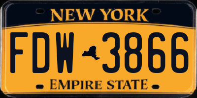 NY license plate FDW3866