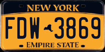 NY license plate FDW3869