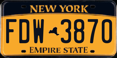 NY license plate FDW3870