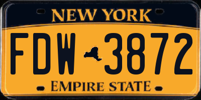 NY license plate FDW3872