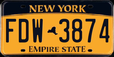 NY license plate FDW3874