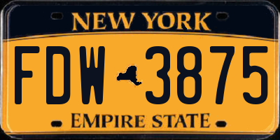 NY license plate FDW3875