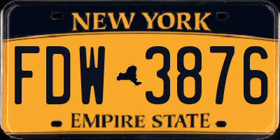 NY license plate FDW3876
