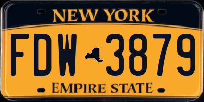 NY license plate FDW3879