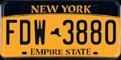 NY license plate FDW3880