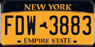NY license plate FDW3883