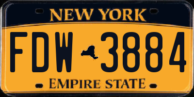 NY license plate FDW3884