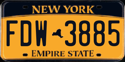 NY license plate FDW3885