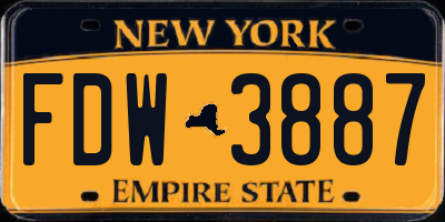 NY license plate FDW3887
