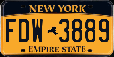 NY license plate FDW3889