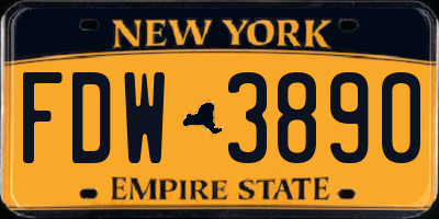 NY license plate FDW3890