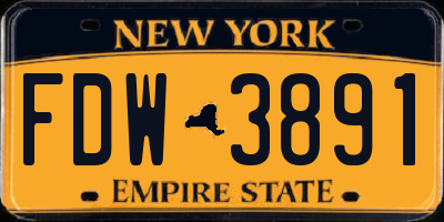 NY license plate FDW3891