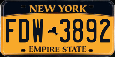 NY license plate FDW3892
